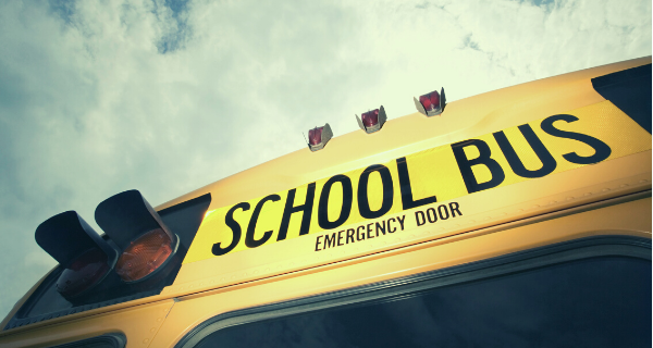 Close up of a school bus.