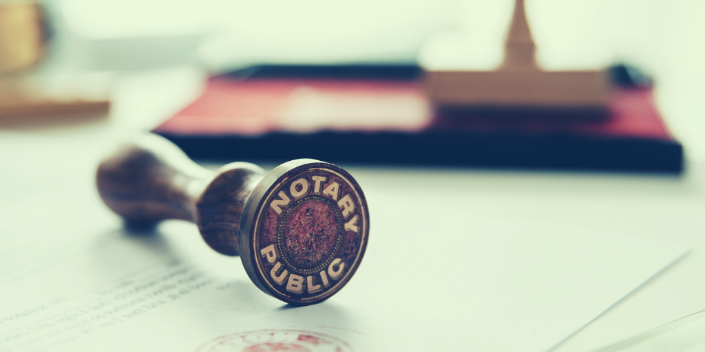Close up of notary seal